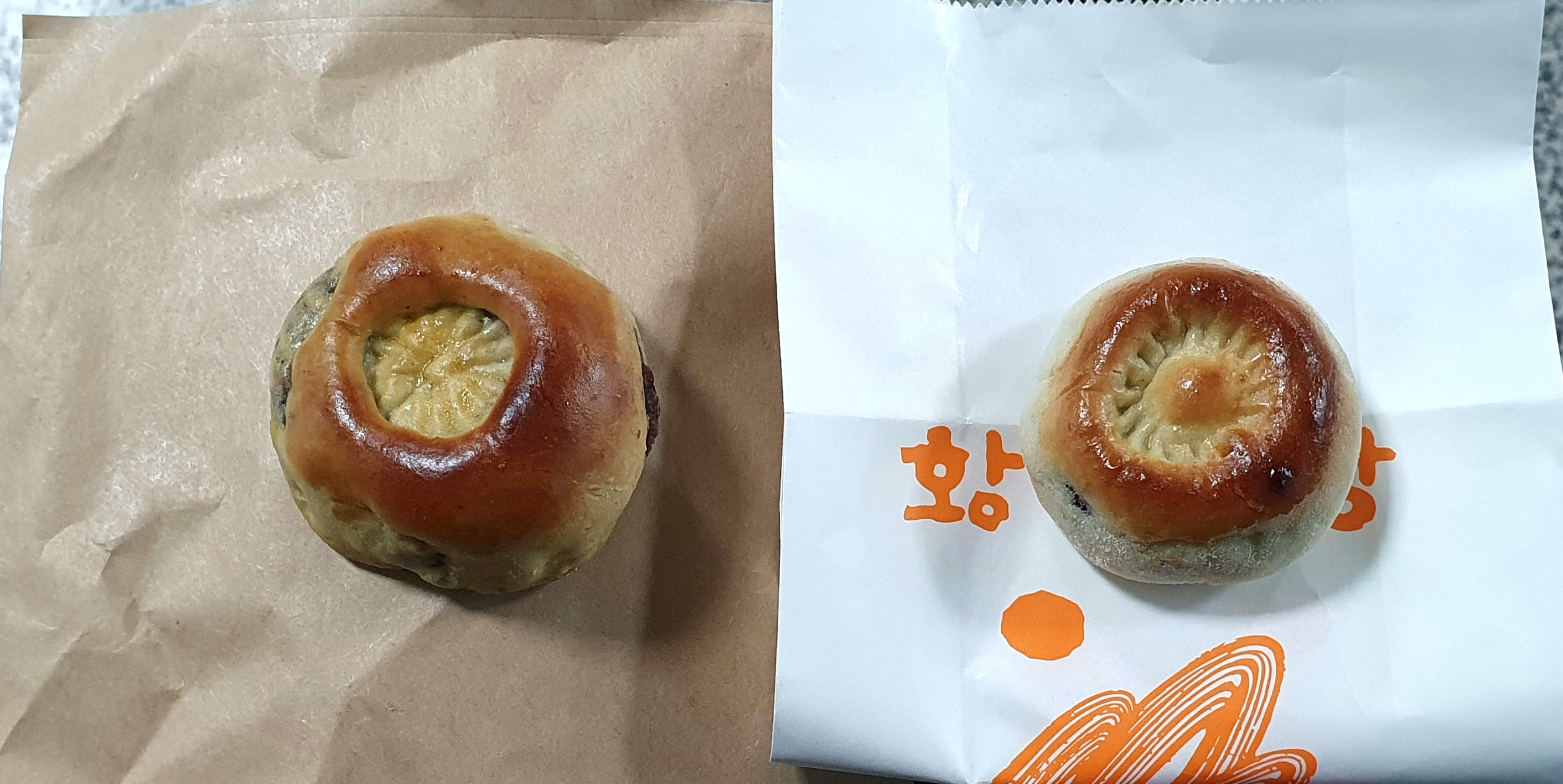 왼쪽 최영화빵 · 오른쪽 황남빵
