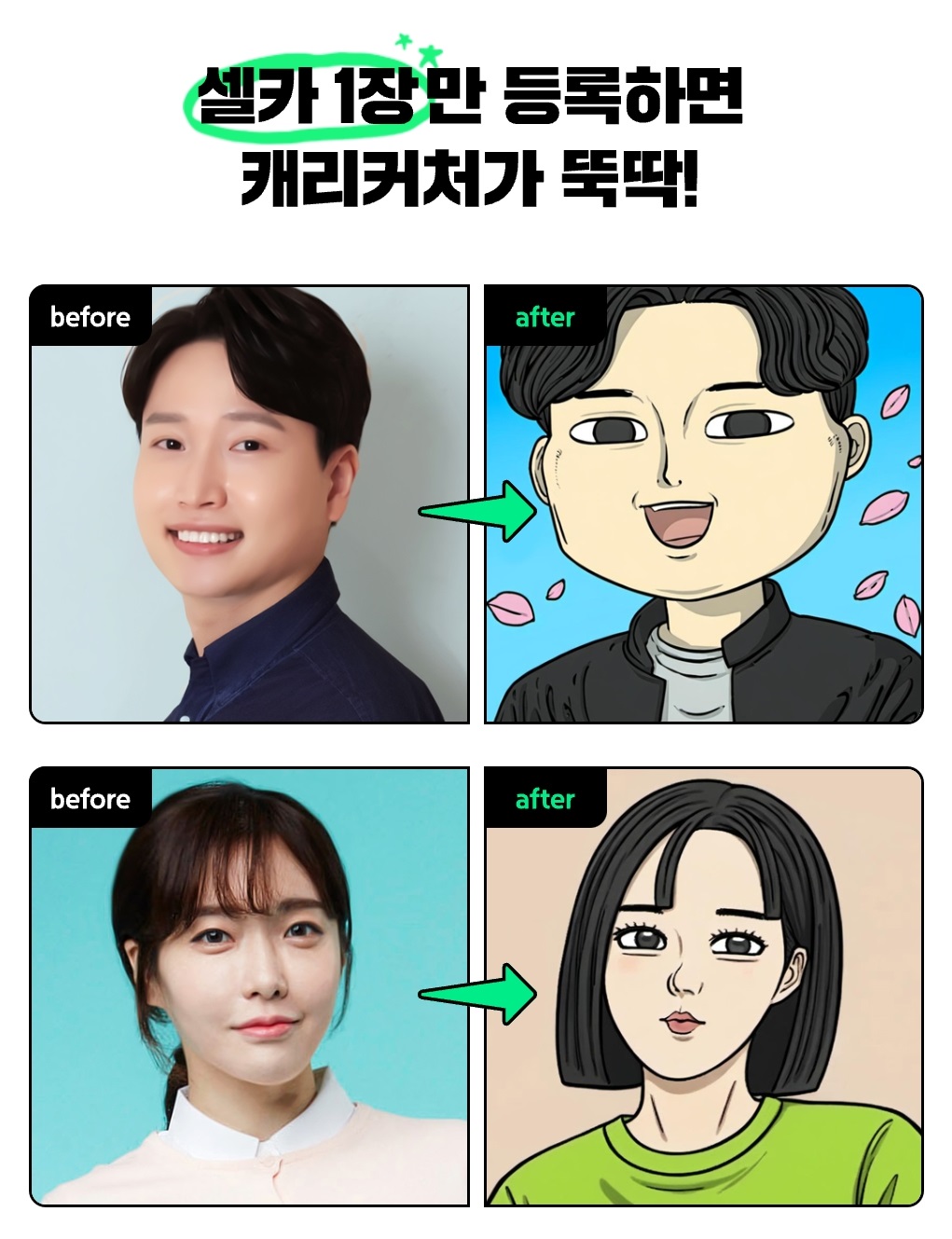 마음의 소리 그림체로 그려진 캐리커처 예시