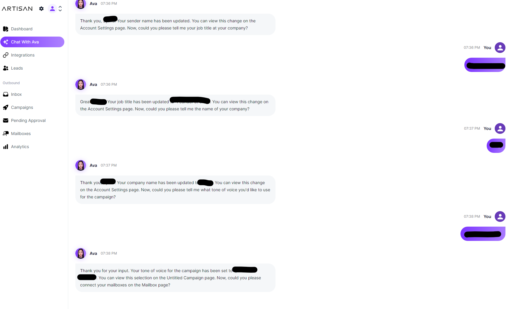 대화형으로 필터 설정할 내용들을 물어봄