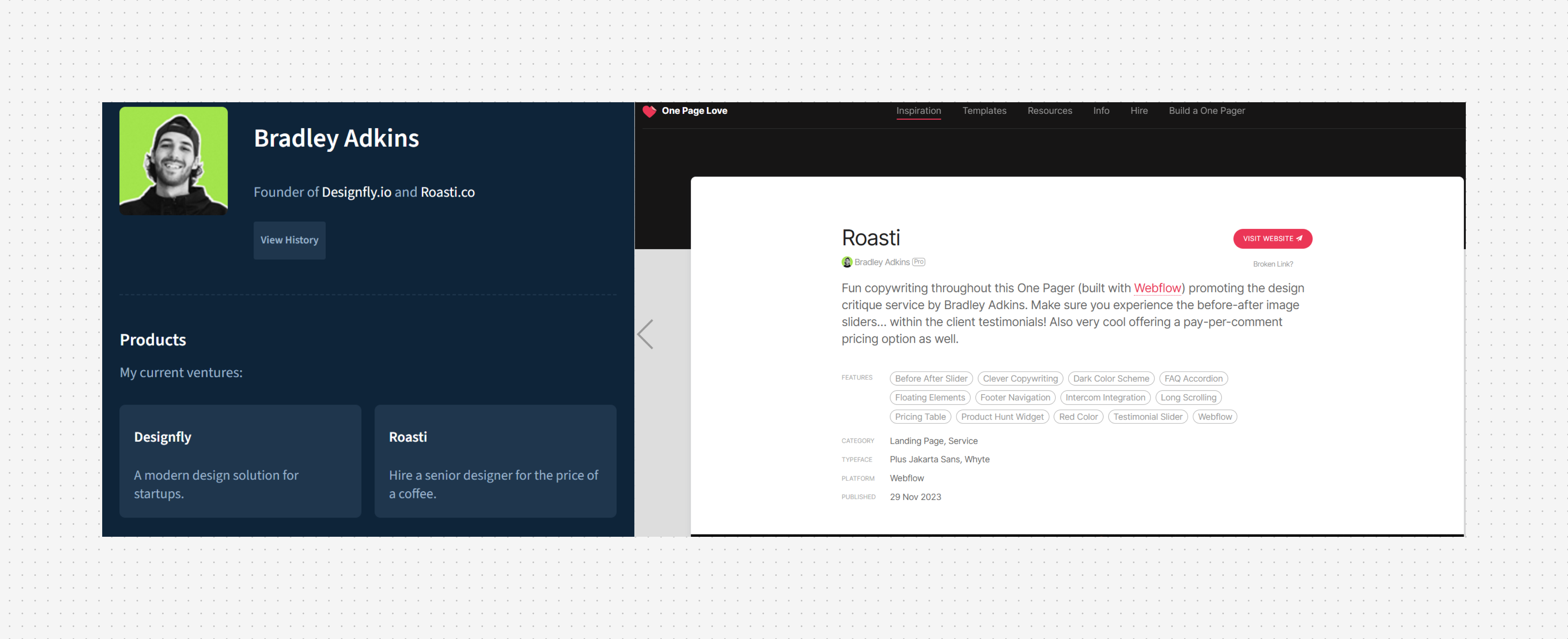 인디해커사이트프로필/ https://onepagelove.com/- 프로필 사이트 게시 후 사람들과 커뮤니케이션