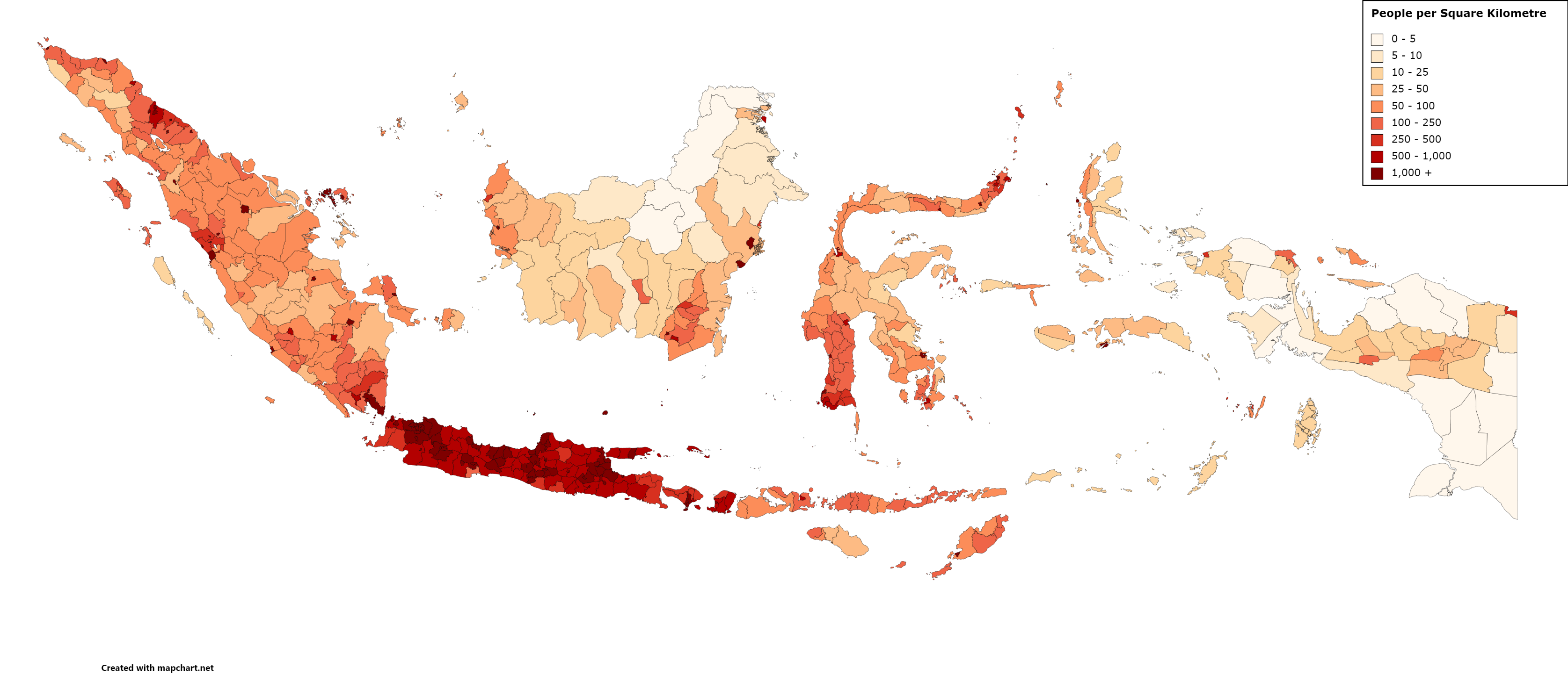 Mapchart.net, Population Density of Indonesia