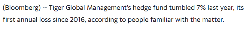 Tiger Global Lost 7% Last Year, First Annual Drop Since 2016 (yahoo.com)