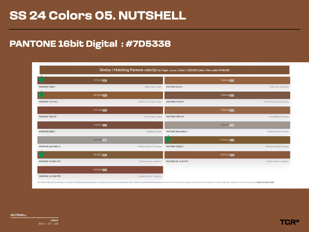 넛쉘 Nutshell | PANTONE 16bit Digital : #7D5338