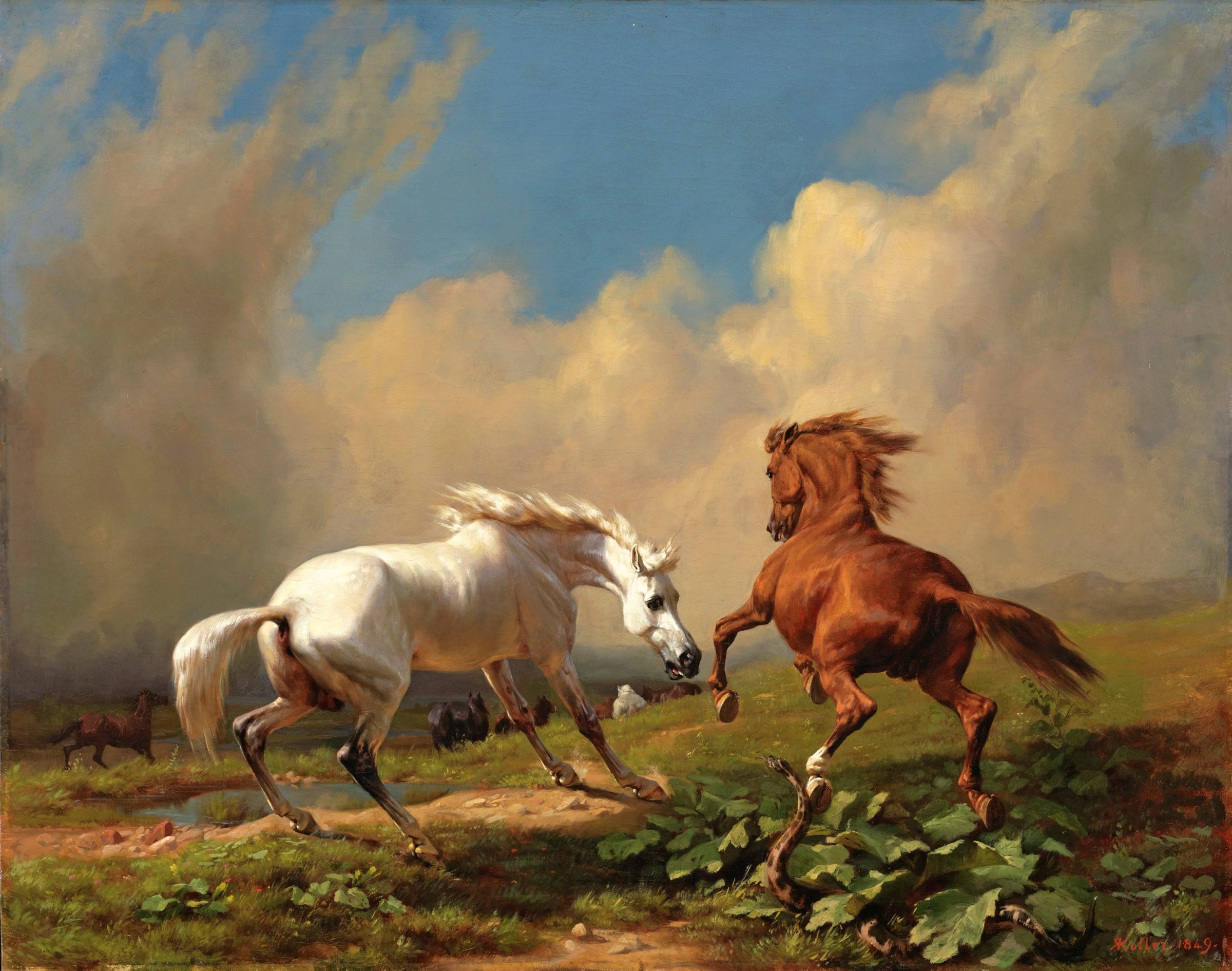 Horses Balking at Approaching Storm 1849 - Johann Rudolf Koller (몰아치는 폭풍 앞에서 앞 발을 들어 올리는 말들, 전 '용감하게'라는 말을 넣고 싶습니다.)