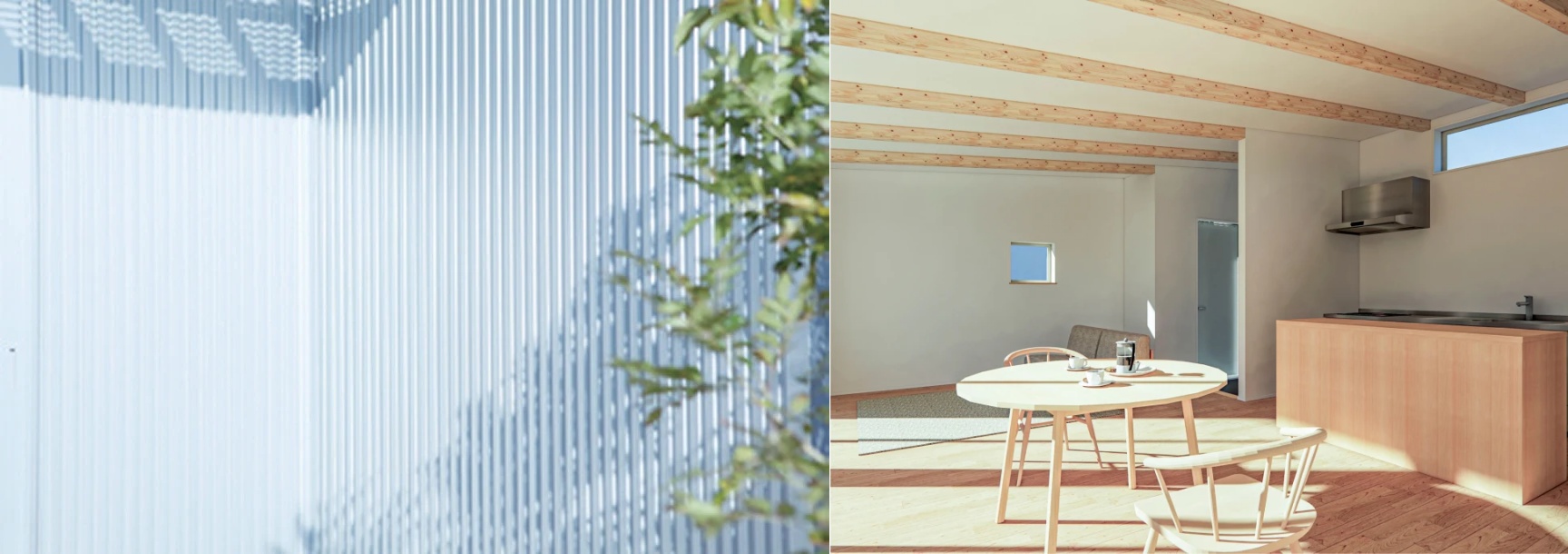 무지 하우스가 외벽에 주로 사용하는 재료 '가리바리움 동판(ガリバリウム鋼板)'은 영구성이 뛰어나고 뭐가 묻어고 세척이 쉽고 나아가 태풍이나 지진과 같이 강한 외부로부터의 위력에도 잘 버텨낸다고 해요.() 그리고 최대한 심플하게 안을 꾸미고 꾸미지 않음으로서 생활 리듬에 맞는 나아가 변화하는 리듬의 일상에 맞추어 나만의 주거 공간을 시기별 재-설계할 수 있어요.