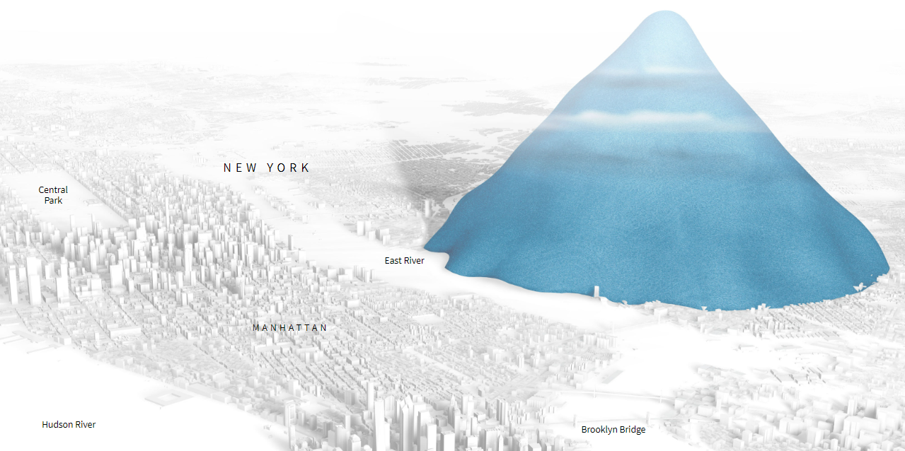 ▲ 2009년부터 10년간 전 세계에 판매된 플라스틱병은 총 4조 개로, 미국 뉴욕 맨하튼의 고층 빌딩보다 높다. 