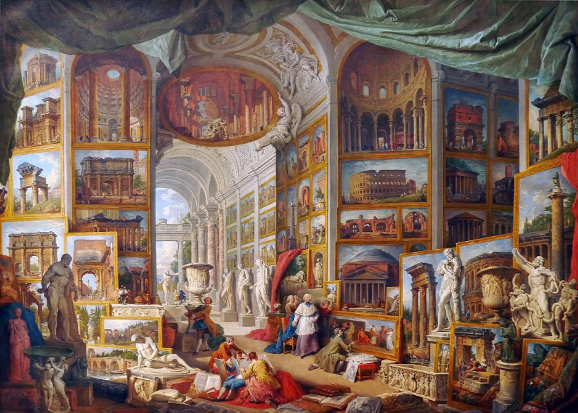 고대 로마의 풍경이 있는 화랑,  조반니 파올로 판니니(Giovanni Paolo Panini)