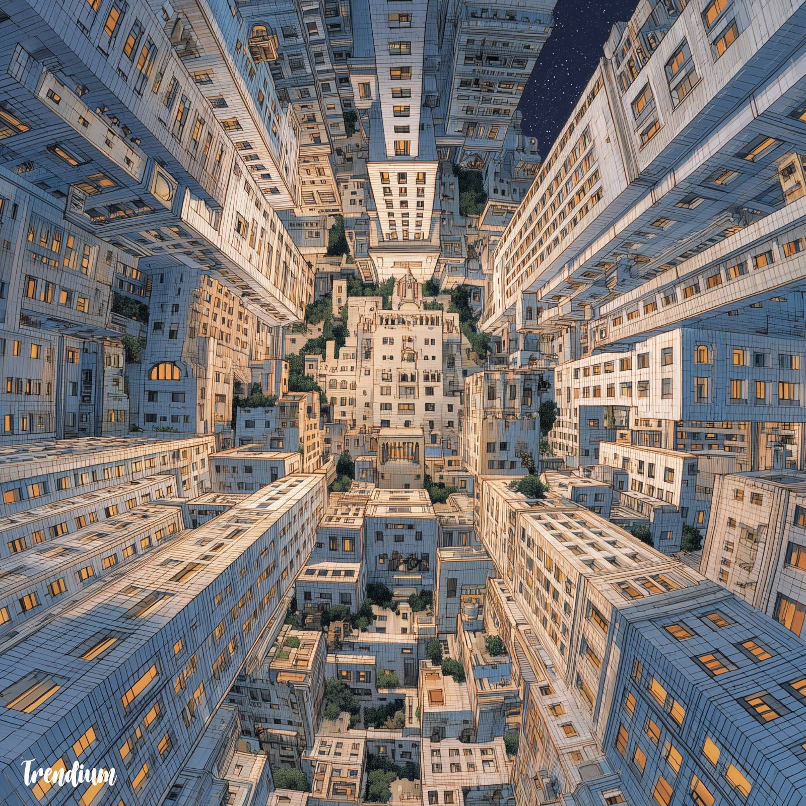 [prompt] Escher-style skyscraper city, paradoxical architecture, futuristic surrealism --v 7