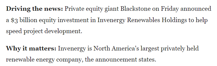Blackstone Invests $3 Billion in Clean Energy With Invenergy - Bloomberg