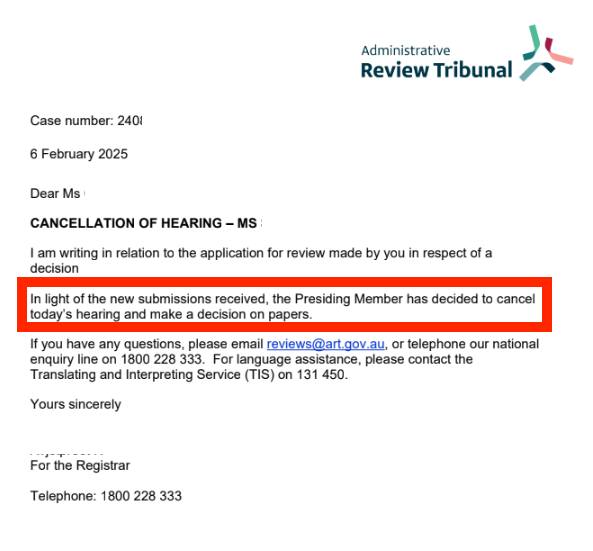 @ 예스 이민 법무 회원 히어링 취소 통지