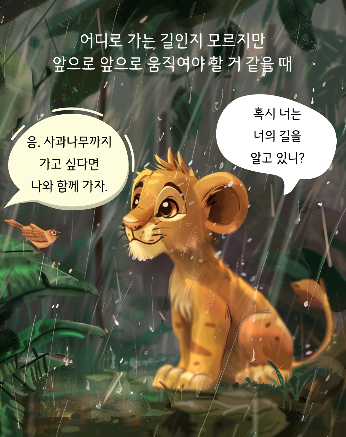 미드저니에서 만든 이미지를 Canva에 넣고, 말풍선 추가