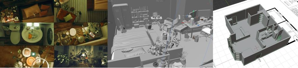 그림 5: 「어항 (Fish Tank)」 최종 장면, 3D 에셋 및 모델