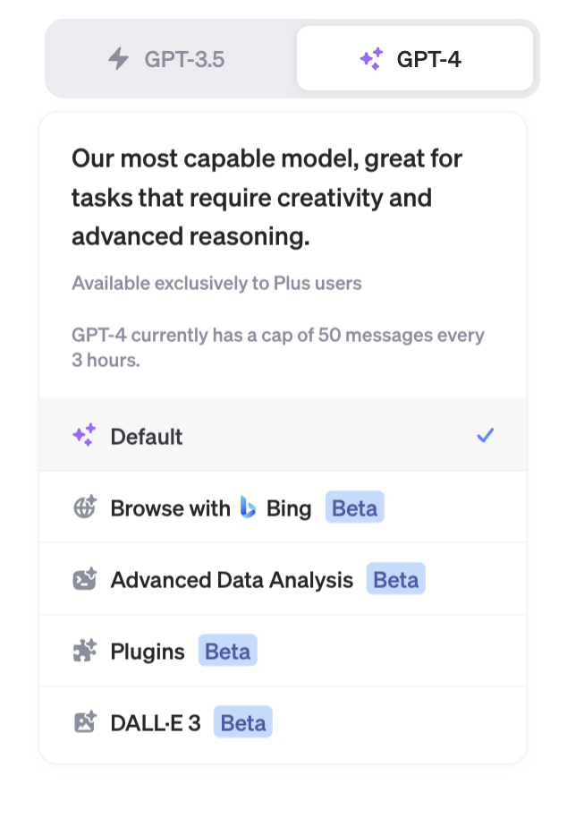 GPT-4 Default 모드 선택