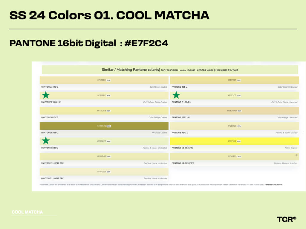 쿨 맛차 Cool Matcha | PANTONE 16bit Digital  : #E7F2C4