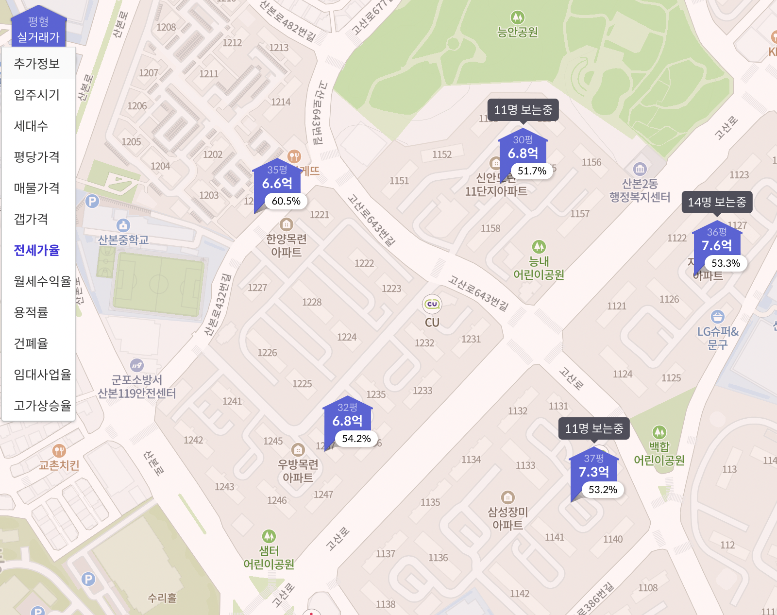 다양한 추가정보를 제공하는 호갱노노