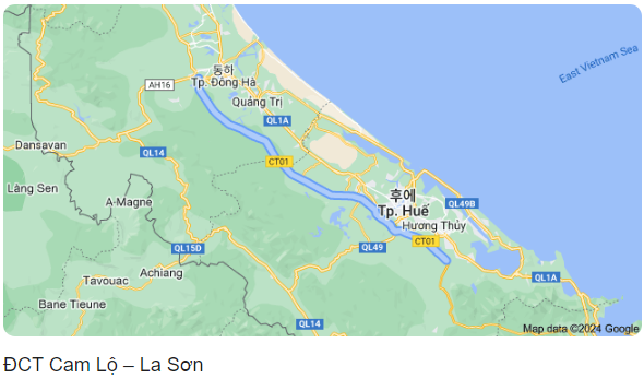 베트남 중부 꽝찌 성(tỉnh Quảng Trị)과 트어티엔훼 성(Thừa Thiên Huế)을 연결하는 100km이상의 깜로-라선(Cam Lộ - La Sơn) 고속도로 위치