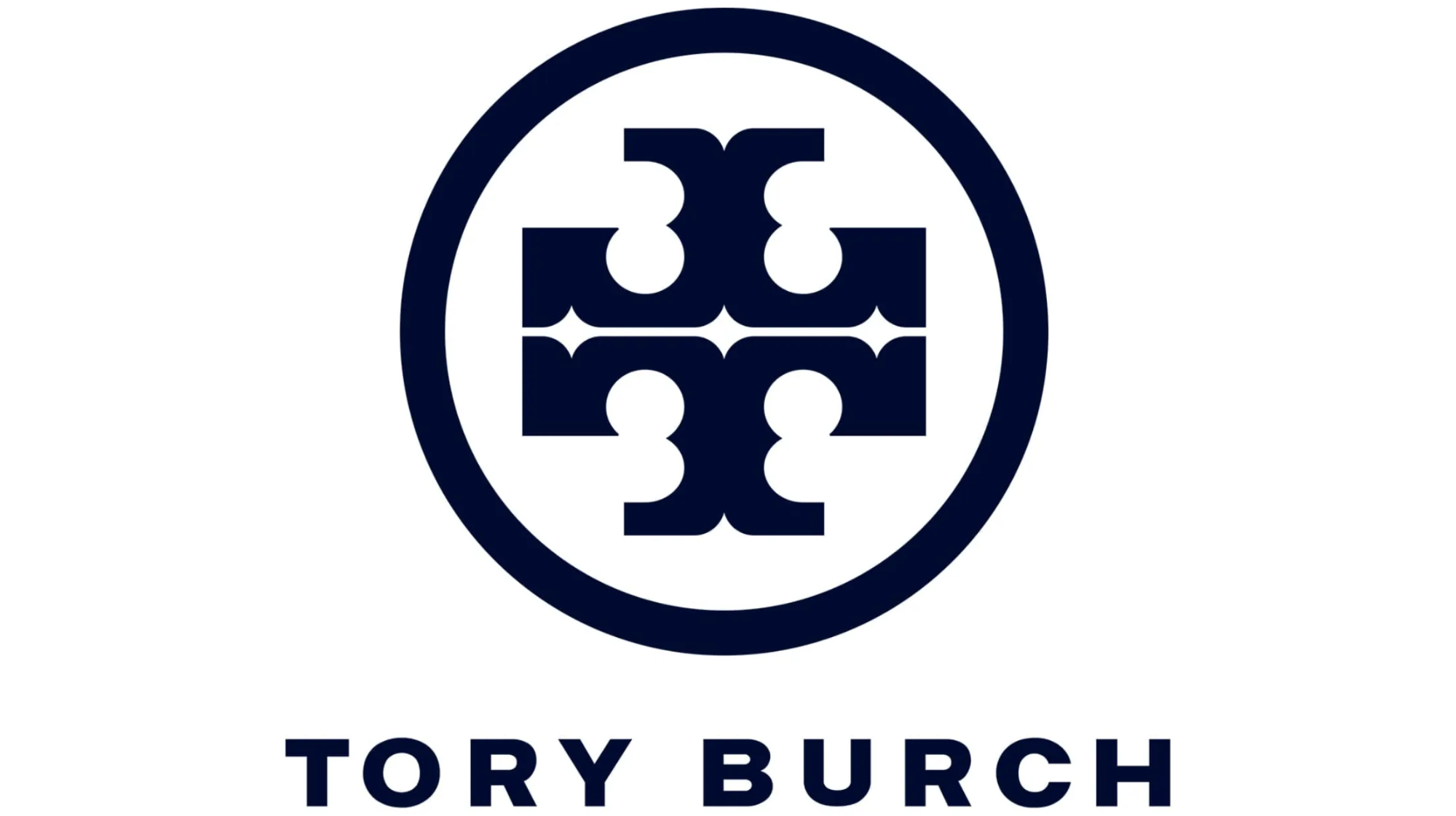 토리버치의 시그니처 로고. ‘TT’ 모양과 원의 조합이 특징적이다.(출처: https://logo-marque.com/tory-burch-logo/)