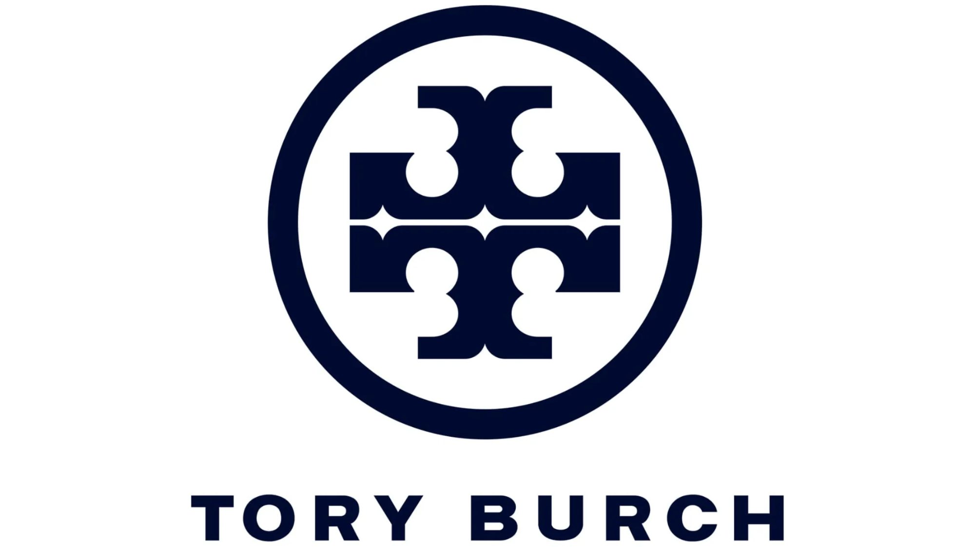 토리버치의 시그니처 로고. ‘TT’ 모양과 원의 조합이 특징적이다.<br>(출처: https://logo-marque.com/tory-burch-logo/)