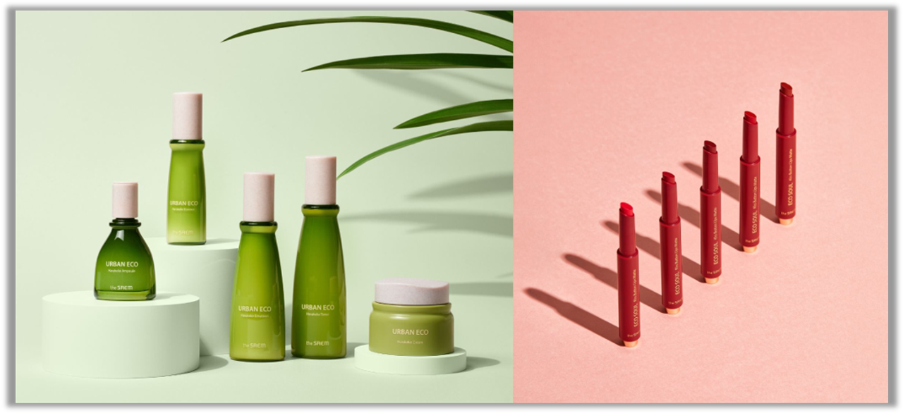 더샘의 ‘어반 에코 하라케케 라인 (좌) / 더샘의 ‘에코 소울 키스버튼 립스’ (우)