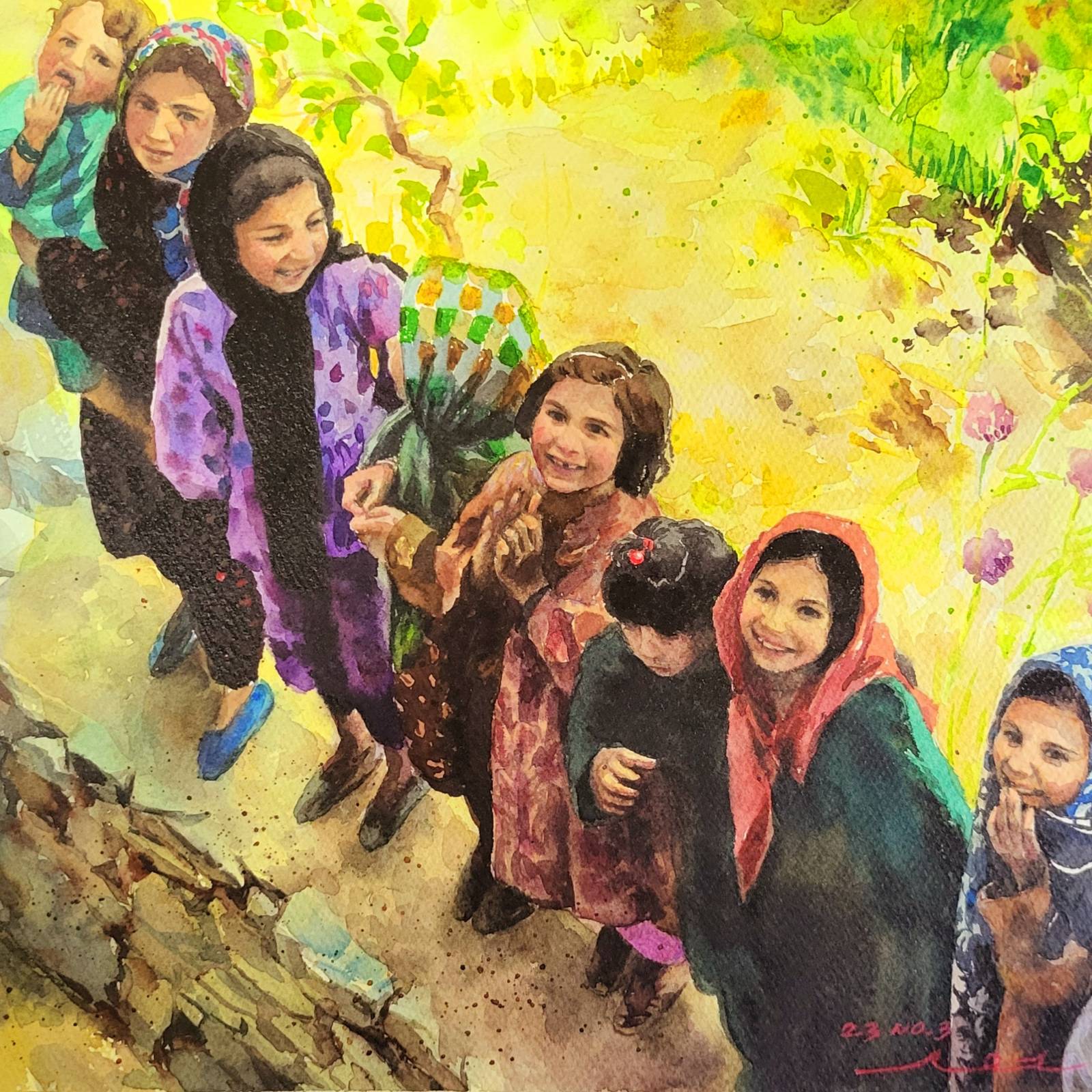 최소연, 'Afghan girls', 종이에 수채, 2025_최소연 제공