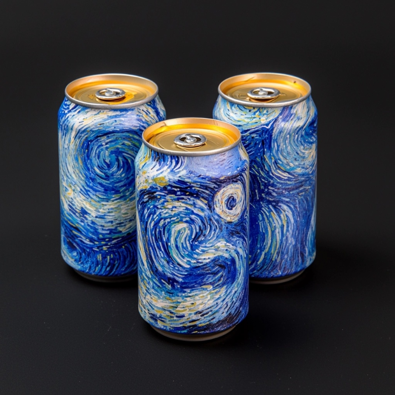 photo of beer can, color inspired by gogh --chaos 5 --stylize 50