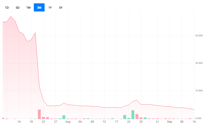 SNTG 차트 (Webull Website 인용)