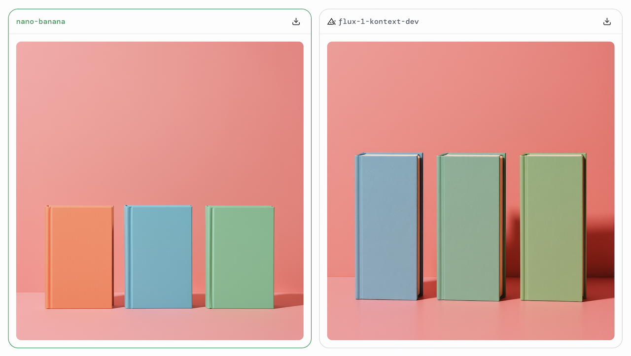 (좌) 나노 바나나 결과물, (우) flux 결과물