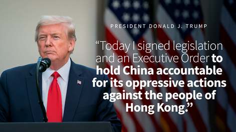 트럼프는 홍콩자치법에 서명하여 중국의 ‘내정 간섭’이란 반발에 부딪치기도 했다, 기본 수위를 많이 높였기에 바이든은 오히려 수월한 셈