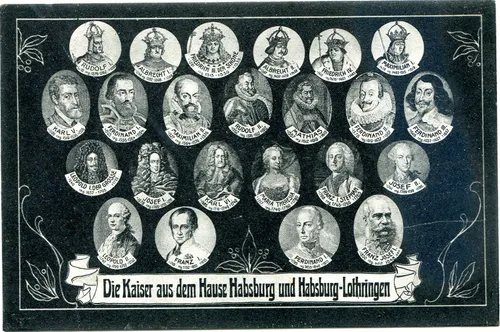 합스부르크 및 합스부르크로트링겐 왕조가 배출한 역대 황제들의 초상화(1910년작) (출처: 나무위키)