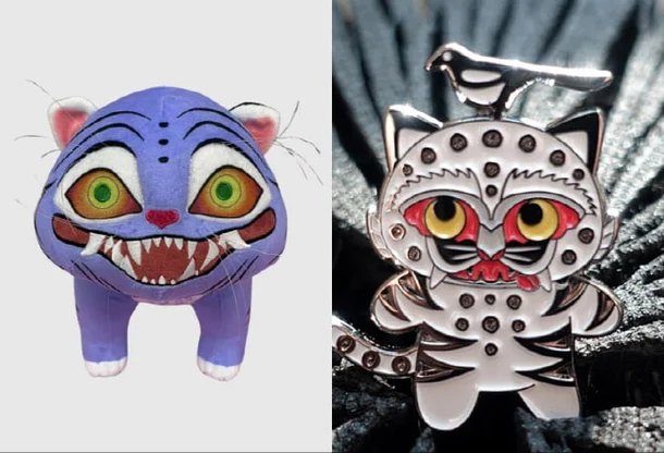 [출처: 넷플릭스 공식 굿즈몰 / 국립중앙박물관] 더피 인형과 까치 호라랑이 배지.