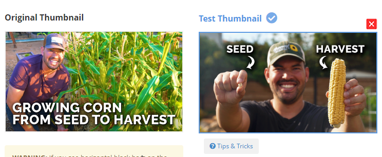 같은 컨텐츠로 테스트했던 두가지 썸네일. 오른쪽 썸네일이 훨씬 전환율이 좋았다.