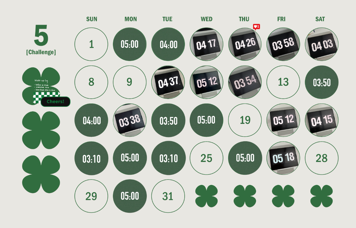 5월 한 달 동안 기상 시간 기록하기