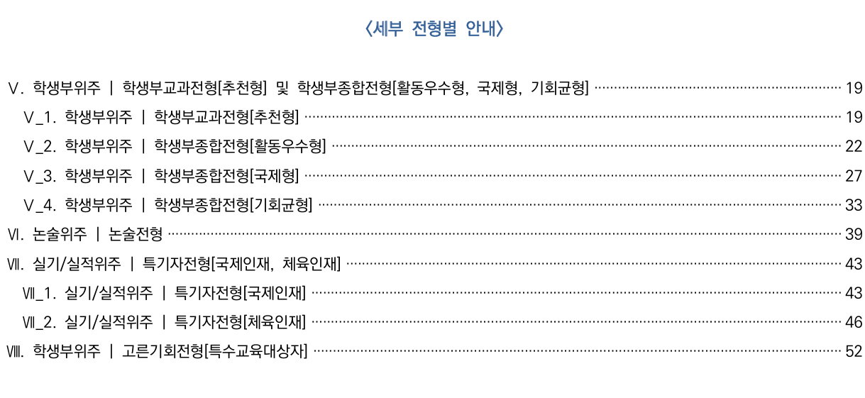 2026학년도 연세대학교 모집요강 <세부 전형별 안내>