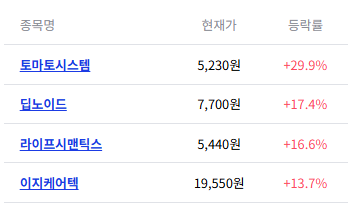 의료 AI 테마 상위 4개 종목