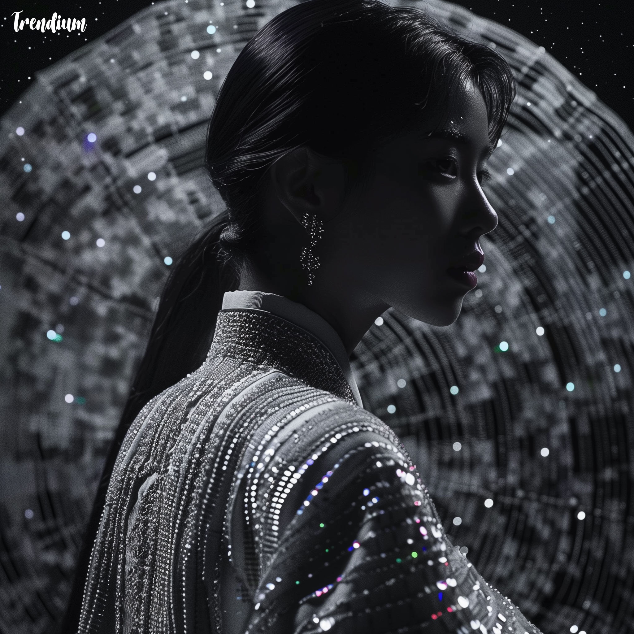 [prompt] iridescent hanbok inspired by mother-of-pearl, traditional-modern fusion. A K-pop idol styled like a mother-of-pear muse, elaborate stage outfit with symbolism, glowing light, flowing hair, and expressive eyes --v 6 --sref 3374587033