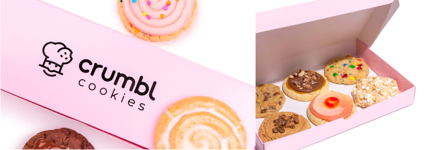 rumbl의 iconic pink cookie box