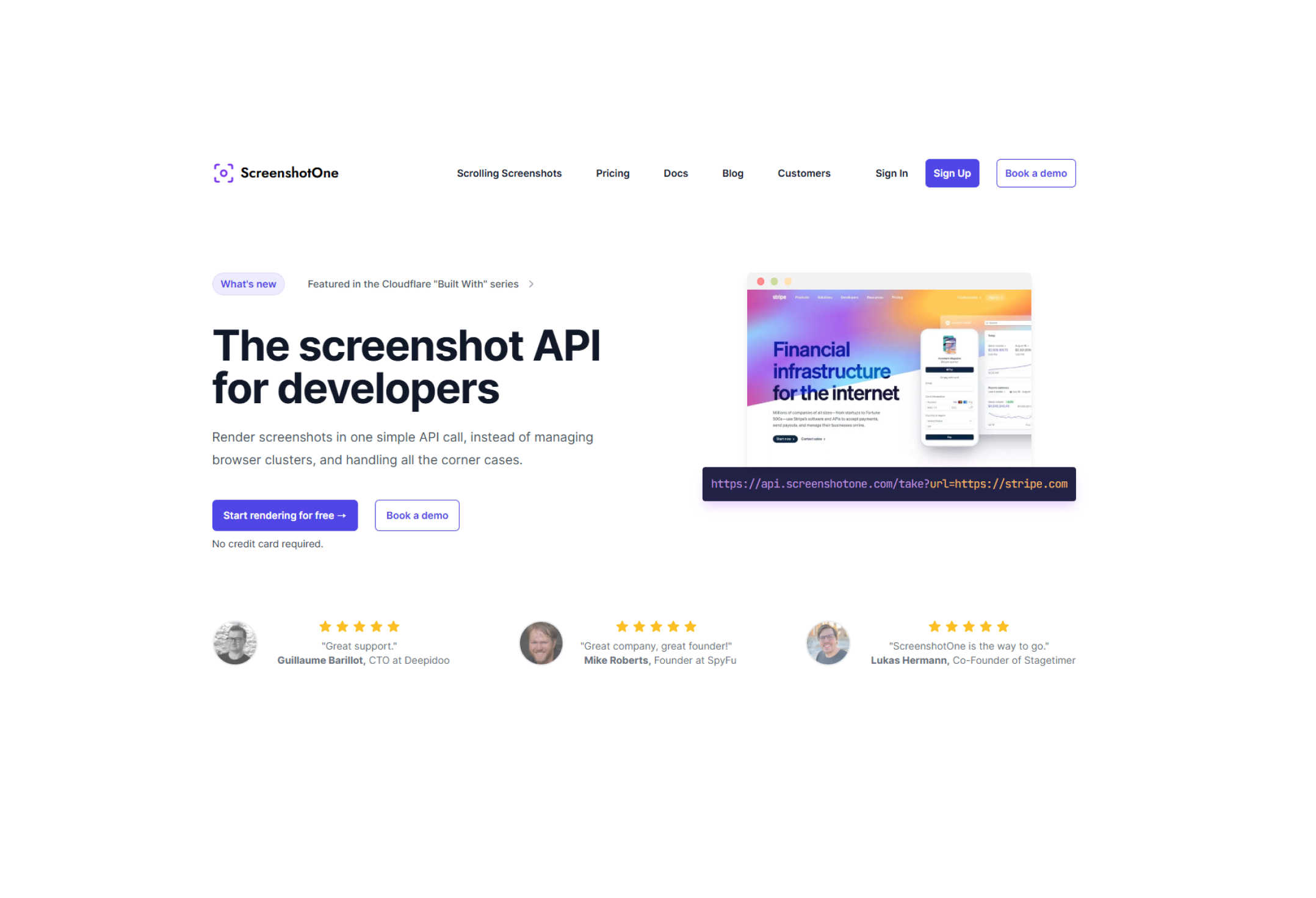 ScreenshotOne 렌딩페이지