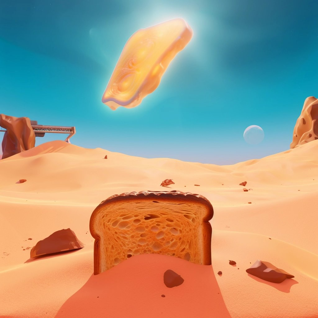 crashed toast on an alien desert planet