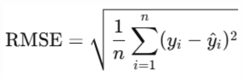 n : 데이터 포인트의 개수 / 𝑦𝑖 : 실제 값 / 𝑦^𝑖 : 예측 값
