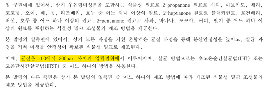 우유와 유사한 관능특성을 가지는 식물성 밀크 조성물 및 이의 제조 방법&nbsp;(공개특허 10-2024-0062522)