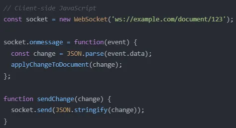 [JavaScript에서 WebSocket 사용 예시 이미지]