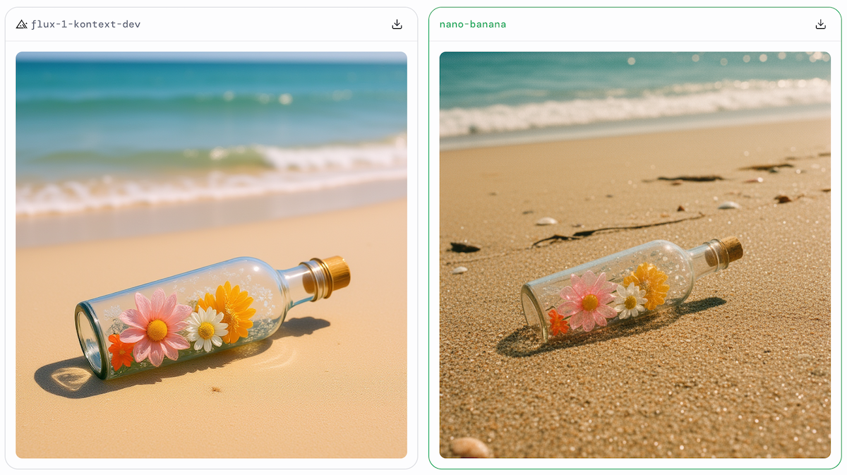 (좌) flux 결과물, (우) 나노 바나나 결과물