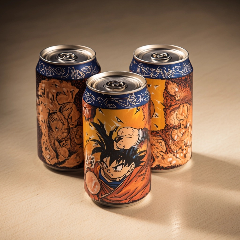 photo of beer can, color inspired by dragon ball anime --chaos 5 --stylize 50