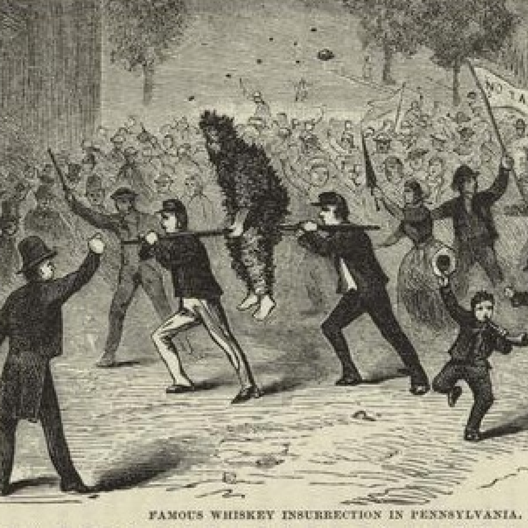 Figure.6 위스키 반란 당시 세금 징수원의 몸에 타르를 칠하고 끌고가는 모습