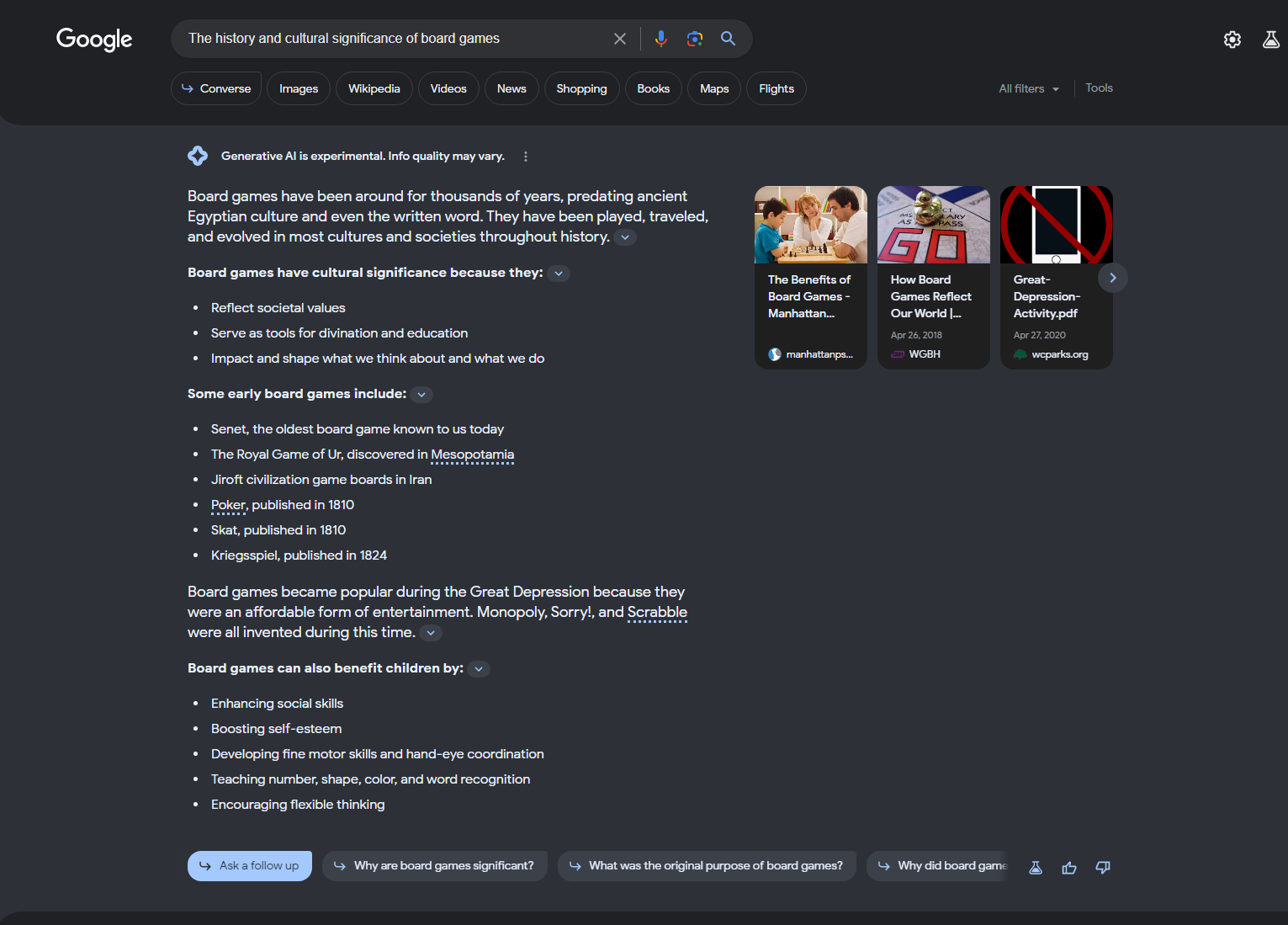 SGE 적용된 구글 검색결과