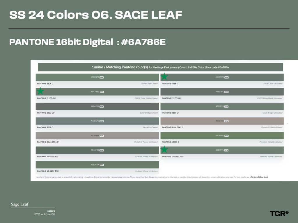 세이지 리프 Sage Leaf | PANTONE 16bit Digital : #6A786E