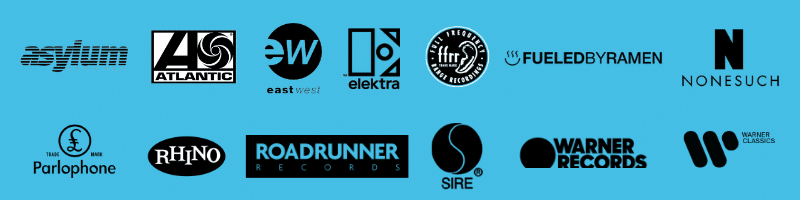 WMG의 미국 내 레이블 (Atlantic Records Group, Warner Records Group, Rhino Entertainment, Warner Music Nashville, Polyvinyl records, etc.)