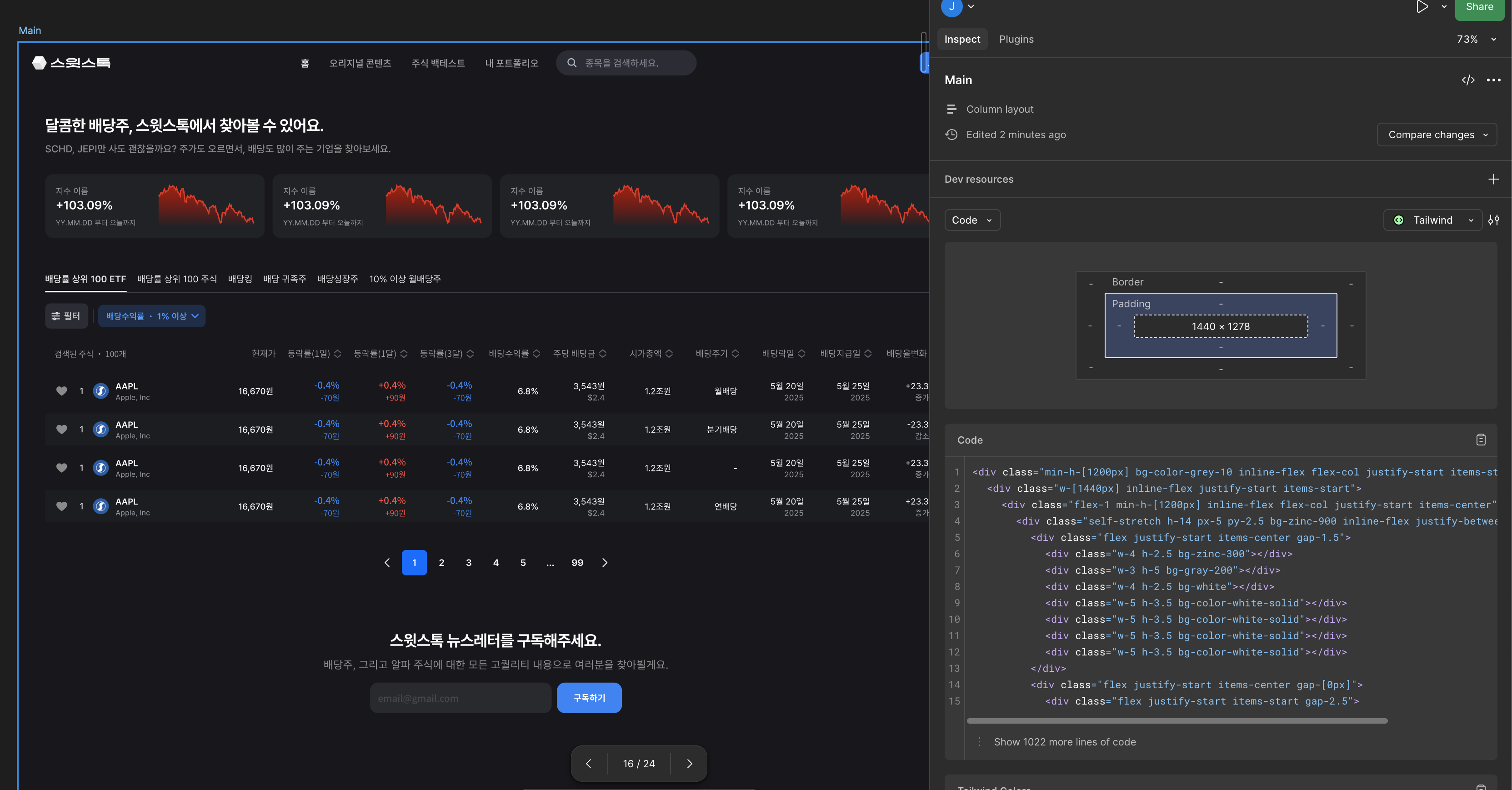 Figma Dev mode의 코드를 Cursor에 붙여넣었어요.