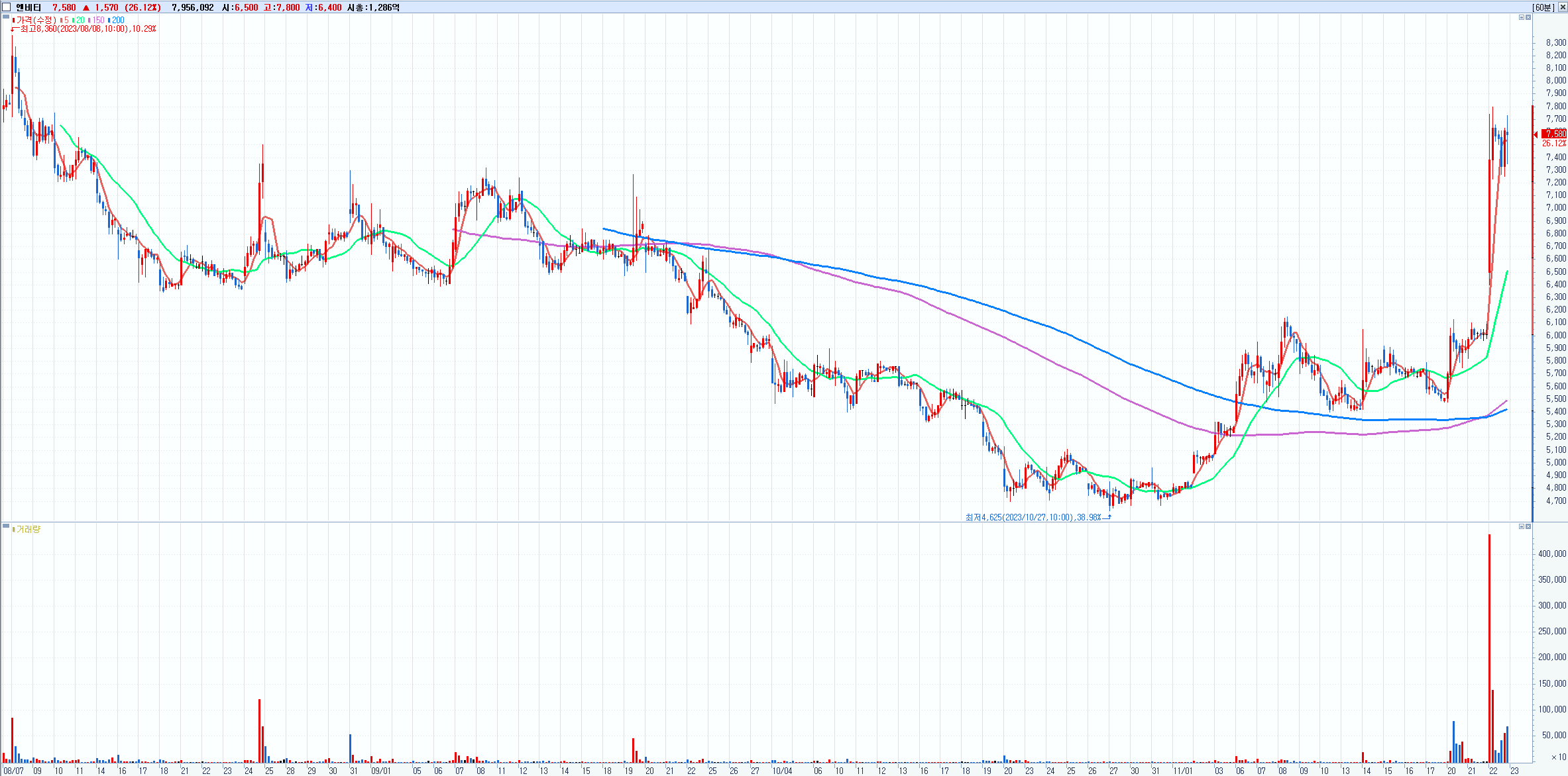 엔비티(236810) 60분봉