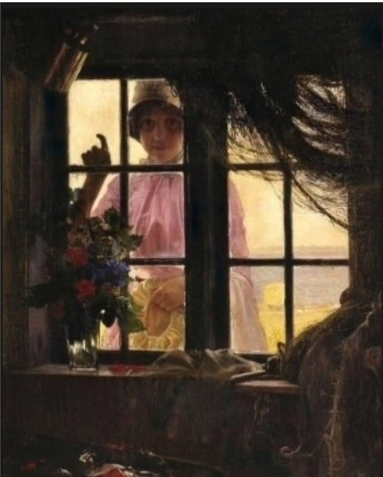  칼 블로흐, a Girl Knocking  on Fisherman's Window ,1884